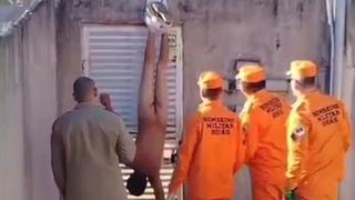 Romeu bêbado tenta reconquistar Julieta e acaba pendurado de cabeça pra baixo, pelado e preso nas calças em Águas Lindas de Goiás