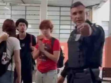 Vídeo mostra policial militar do Choque agredindo estudantes dentro de colégio estadual no Largo do Machado